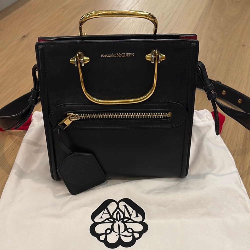 Alexander McQueen Black Mini Bag with Gold Accents